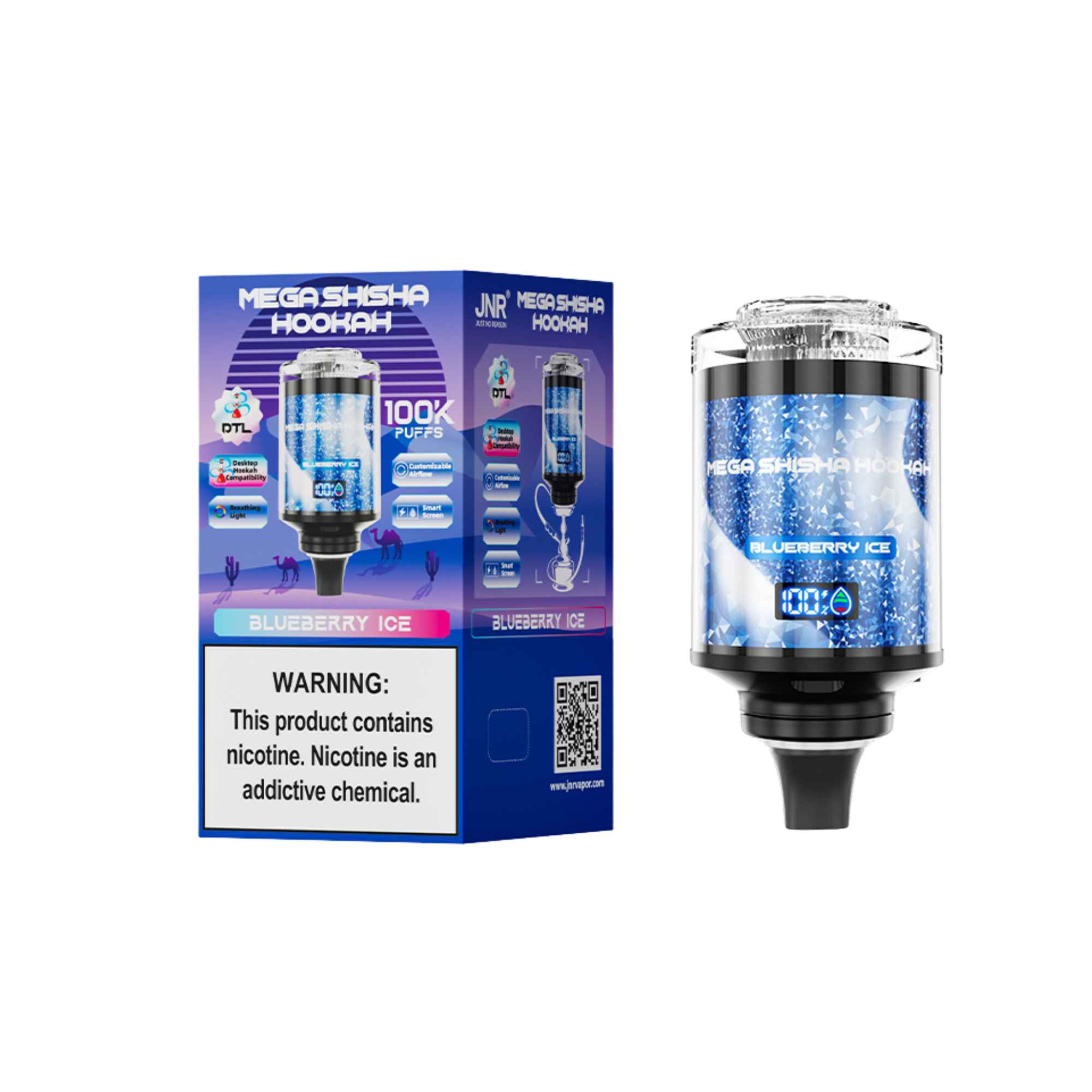 JNR - Mega Shisha Hookah - 100K Puffs - 2% Nikotin - Elektronischer Shisha-Kopf
